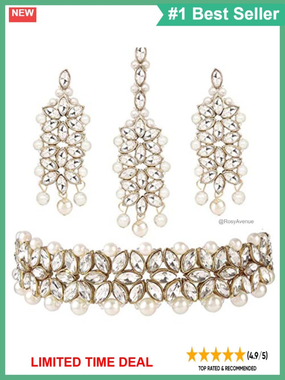 Gold Plated Kundan Necklace Earring Set Choker Handcrafted Ethnic Jewelry